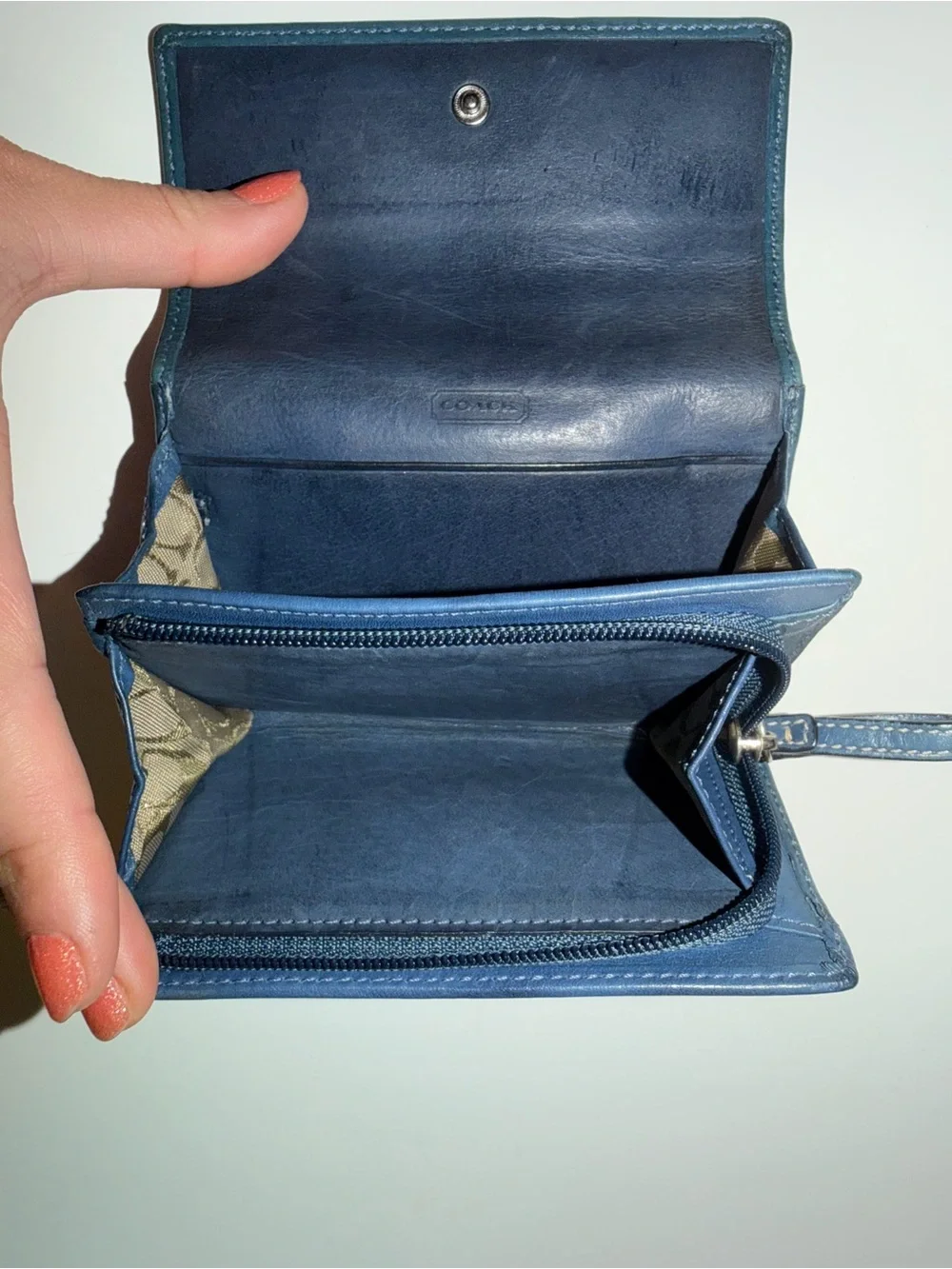 Coach Dark Teal Leather Case Style Wallet